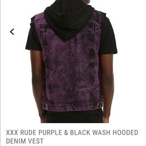Purple and black wash denim vest